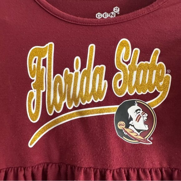Florida State FSU Seminole’s Youth Girls Ruffle Sparkly Game Day Dress Size 5/6 - Picture 3 of 6